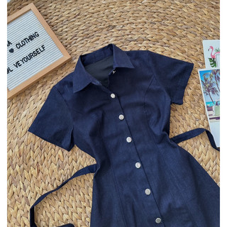 Đầm denim basic đính nút Anna - Tissu