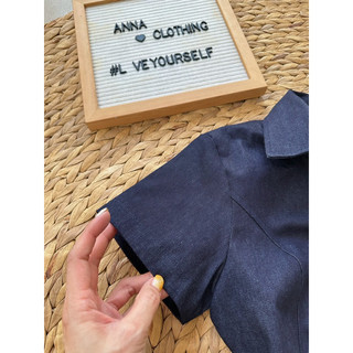Đầm denim basic đính nút Anna - Tissu