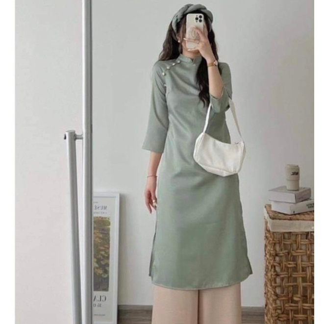Áo dài cách tân dáng suông 🍁MẪU HOT 🍁, Áo dài nữ lụa cao cấp 2 tà siêu xinh