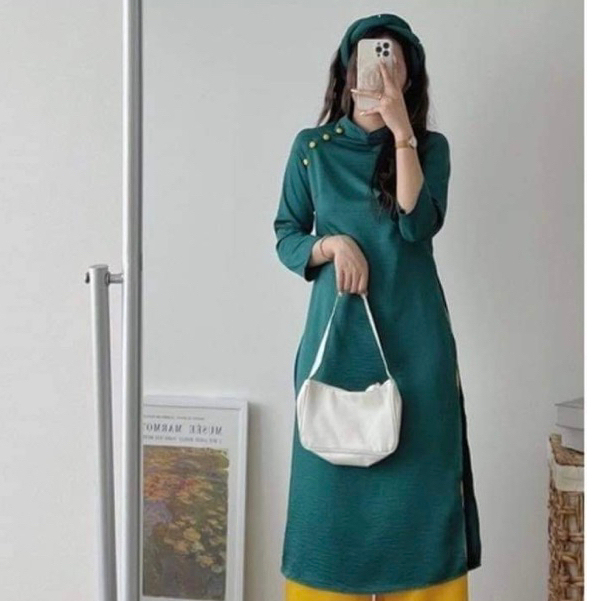 Áo dài cách tân dáng suông 🍁MẪU HOT 🍁, Áo dài nữ lụa cao cấp 2 tà siêu xinh