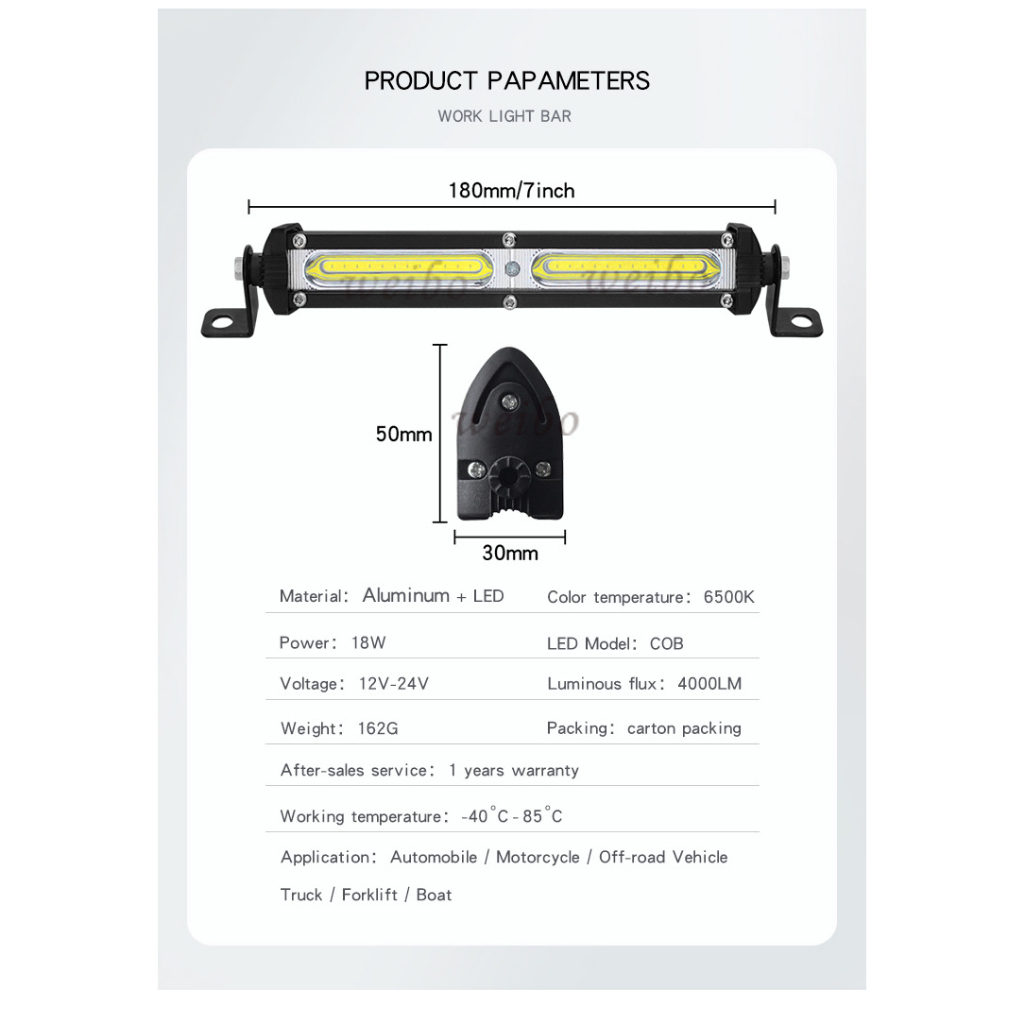 Đèn led ngang dài 18cm led trợ sáng xe máy xe ô tô 12V 24V DC