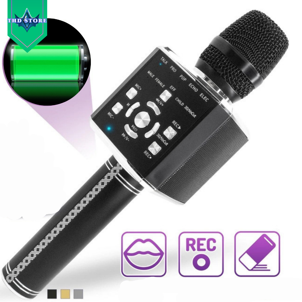 Micro karaoke bluetooth YS97 không dây kiêm loa nghe nhạc tích hợp loa bass treple siêu hay bảo hành 12 tháng