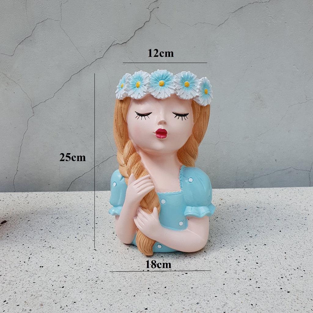 Decor phòng ngủ bình hoa cắm hoa khô hoa tươi trang trí nhà cửa làm quà tặng lọ hoa cô gái bình cắm hoa hình cô gái