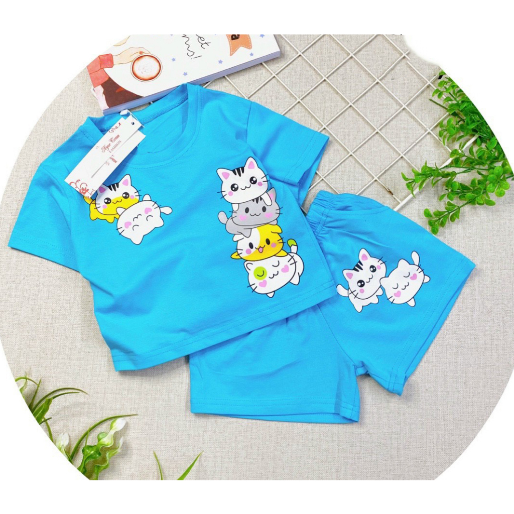 Bộ đồ bé gái-mẫu CAT BABY DUI07 chất vải mát thấm hút mồ hôi-mã DUI07
