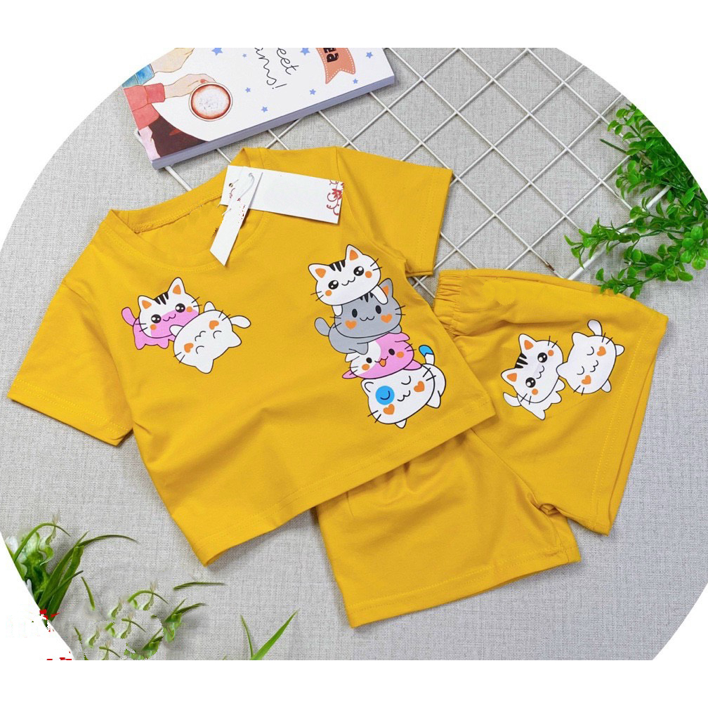 Bộ đồ bé gái-mẫu CAT BABY DUI07 chất vải mát thấm hút mồ hôi-mã DUI07
