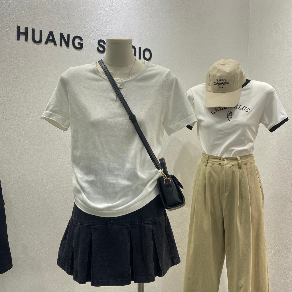 SP81 áo len mỏng 2 màu đen trắng mặc mùa thu Huangstudio