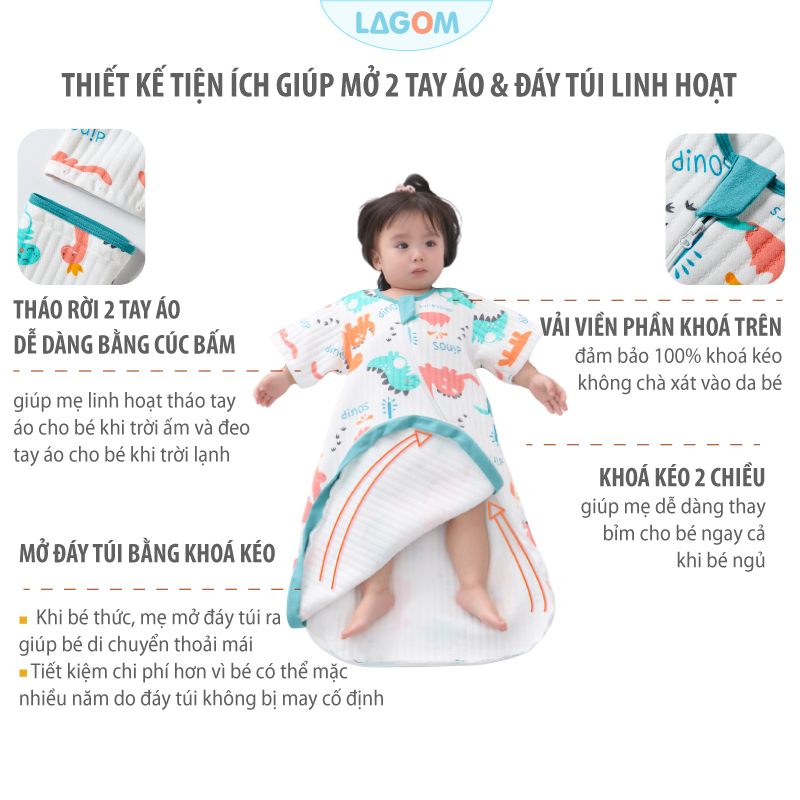 Túi Ngủ Mùa Đông Cho Bé Cotton Trần Bông | Túi Ngủ Trẻ Em Mùa Đông Cao Cấp