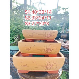 Chậu chữ nhật mẫu Tàu trồng bonsai