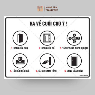 Biển Nhắc Nhở Trước Khi Ra Về/ Biển Lưu Ý Cho Nhân Viên  - Tem Decal Cảnh Báo Dán Tường, Dán Kính Sticker Trang Trí