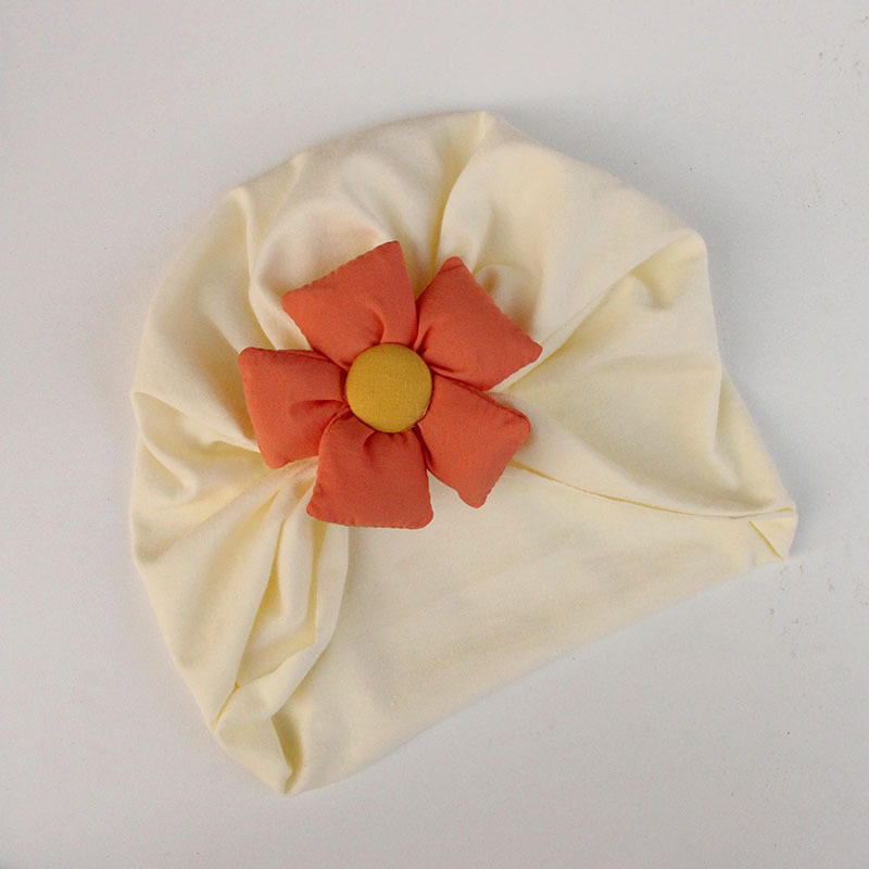 Mũ trùm cotton đính hoa phồng cho bé gái