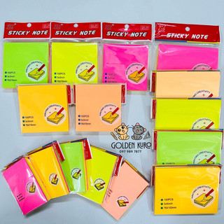 Xấp 100 tờ Giấy Note ghi chú màu dạ quang 3x2inch, 3x3inch, 3x4inch