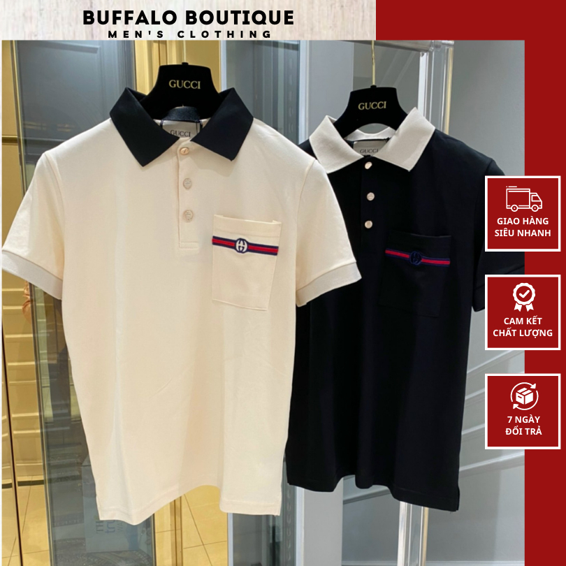 Áo Polo Nam Gu Chì Túi Áo Phối Đường Vạch Kẻ Siêu Nét - Polo Nam Nữ Gờ Cê Cổ Áo Phối Màu Cao Cấp