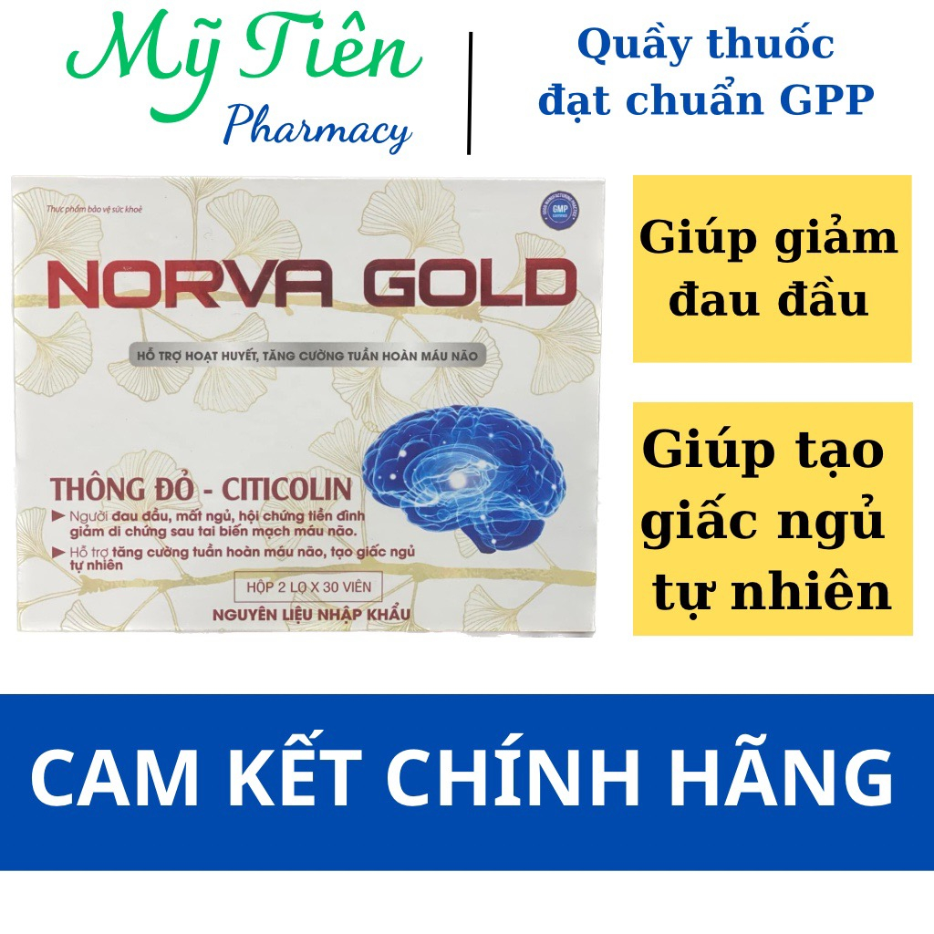 viên uống dưỡng não NORVA GOLD, hộp 2 lọ mỗi lọ 30 viên ( sáng/ tối) bổ não, tăng tuần hoàn não hiệu