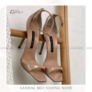 GIÀY SANDAL MŨI VUÔNG MÀU NUDE CAO CẤP
