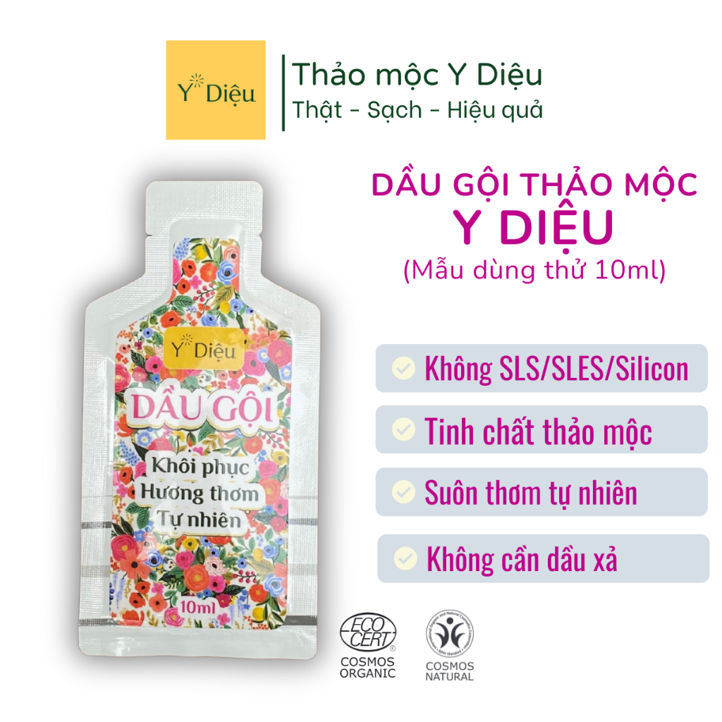 Gói dùng thử 10ml | Dầu gội thảo mộc Y Diệu - Hương thơm tự nhiên, Không cần dầu xả