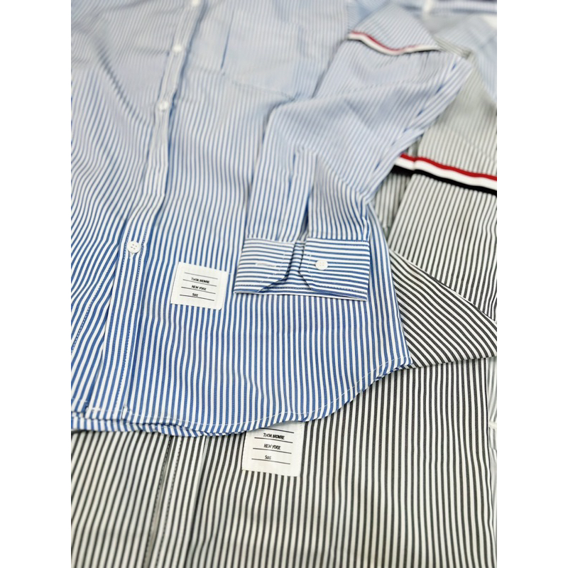 Áo sơ mi nam vải lụa thái cao cấp thêu họa tiết kẻ sọc thời trang mẫu mới giá rẻ chuẩn shop Quang Luxury