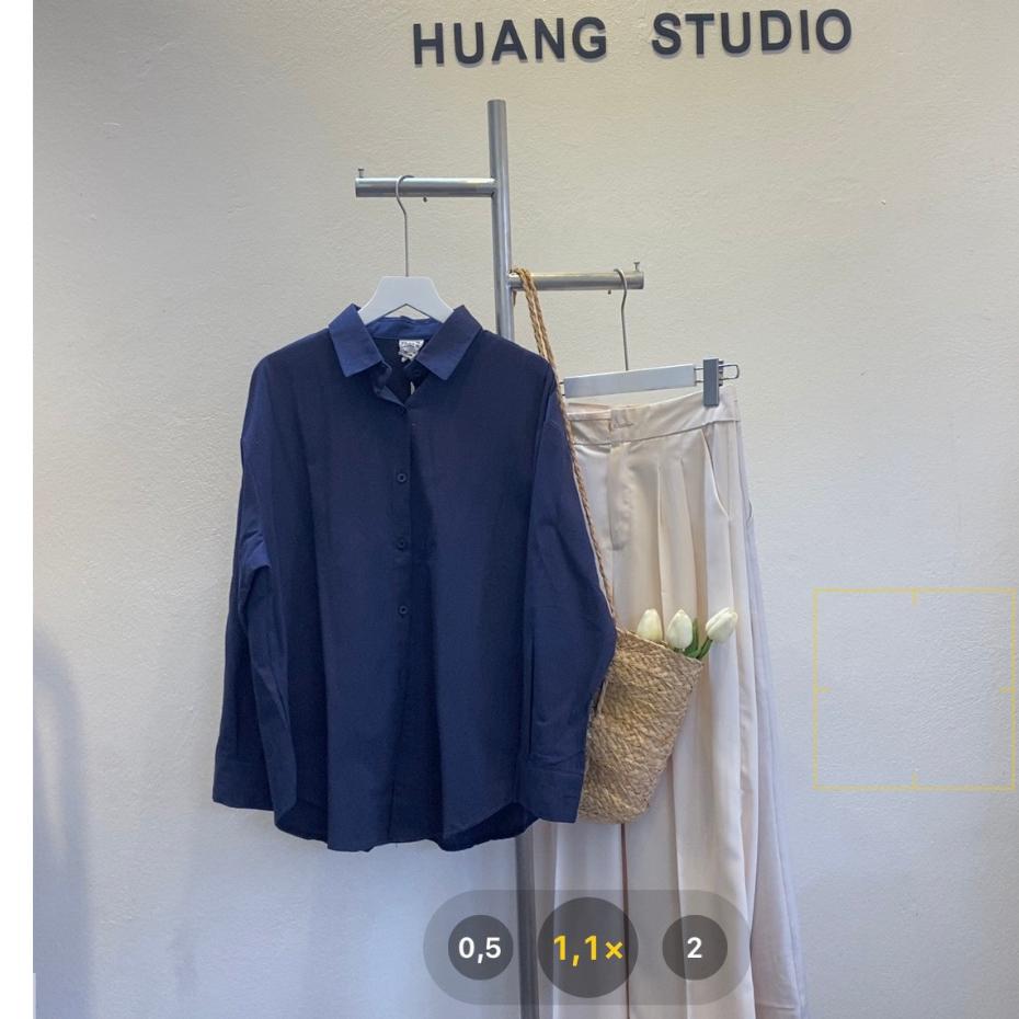 SP90 sơmi dày 2 màu xanh bò và trắng hàng QC Huangstudio