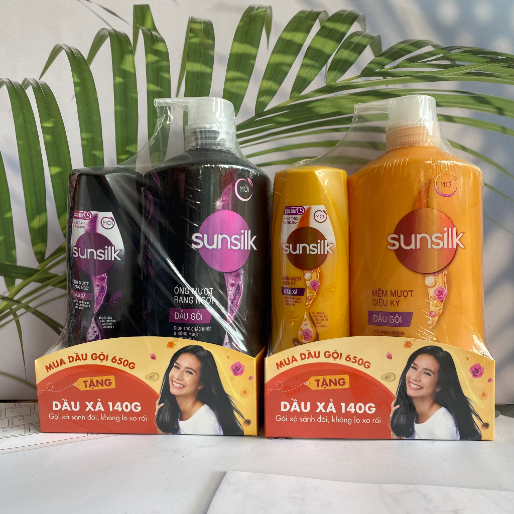 ️🏆 MUA 1 TẶNG 1️🏆 Dầu gội đầu Sunsilk  650gr TẶNG DẦU XẢ 140GR ÓNG MƯỢT RẠNG NGỜI/ TẶNG DẦU GỘI MỀM MƯỢT 140GR