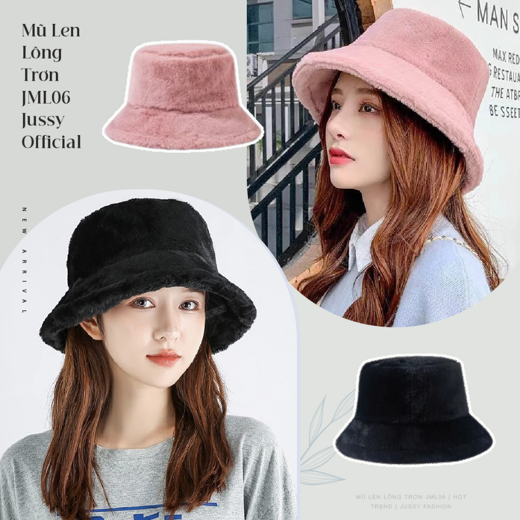 Mũ Bucket Len Lông Mịn Trơn JML06 Jussy Official Nón Tai Bèo Lông Cừu Hot Trend Phong Cách Hàn Quốc Dễ Thương