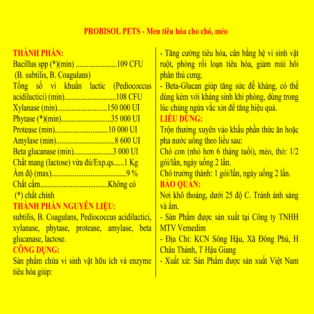 PROBISOL PETS - Men tiêu hóa cho chó, mèo