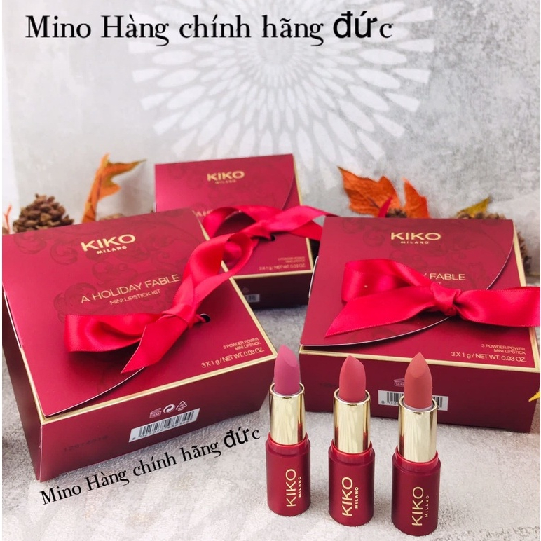Bộ son môi / KIKO A Holiday Fable Mini Lipstick Kit / Set 3 thỏi son mini màu hiện đại [Hàng chính hãng]