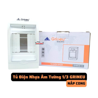 Tủ điện nhựa 1/3 Grineu lắp aptomat MCB, có thể lắp 3 át cài đơn hoặc 1 át cài đôi, có thể gắn nổi hoặc gắn âm tường