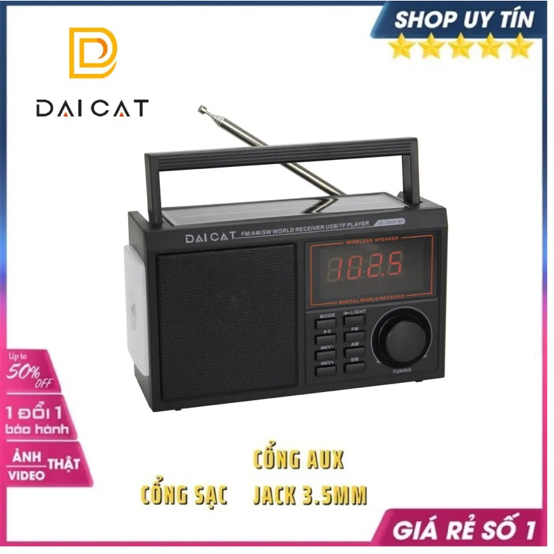 ĐÀI Radio DC-3008s BT-bluetooth5.0 năng lượng mặt trời-hàng chính hãng