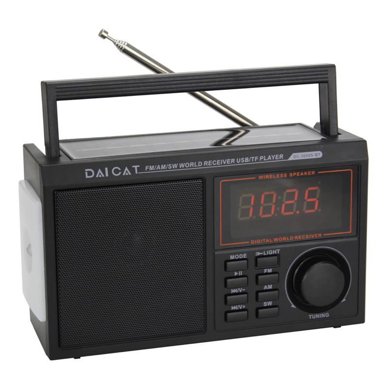 ĐÀI Radio DC-3008s BT-bluetooth5.0 năng lượng mặt trời-hàng chính hãng