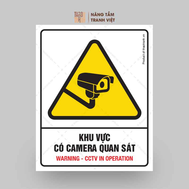 Biển Decal Cảnh Báo Khu Vực Có Camera Quan Sát 12x15cm, Dán Kinh, Dán Tường, Sticker Trang Trí