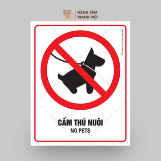Biển Cấm Thú Nuôi, Vật Nuôi, Động Vật | No Pets - Decal Dán Tường, Dán Kính  - Tem Decal Cảnh Báo - Sticker Trang Trí