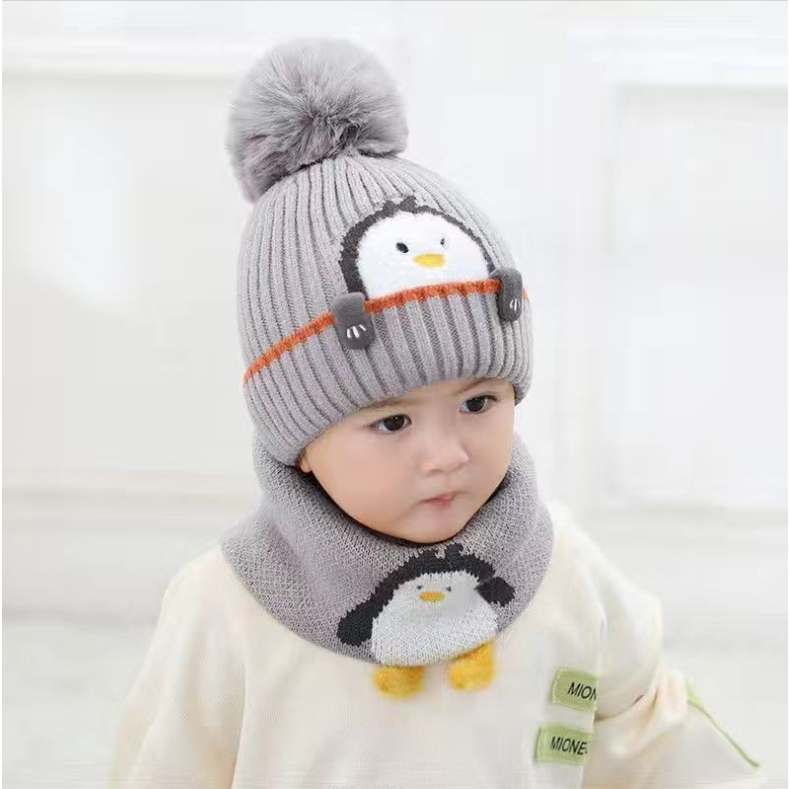 SET MŨ LEN + KHĂN LEN MINKBABY CHO BÉ 1- 10 TUỔI