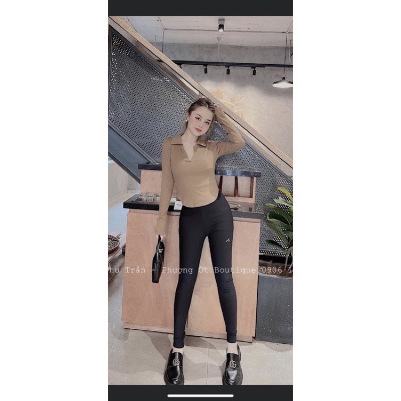 Áo thun dài tay cổ bẻ,  Áo Thun Gân Tay Dài Cổ Bẻ Chữ V From Dài Siii