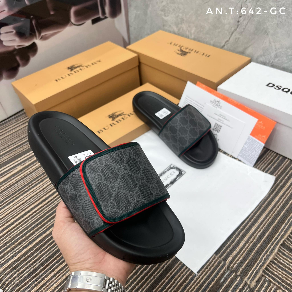 Dép Quai Ngang Gucci Nam, Dép Lê GC Thiết Kế Sang Trọng, Thời Trang Sịn Sò