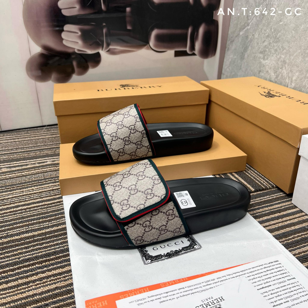 Dép Quai Ngang Gucci Nam, Dép Lê GC Thiết Kế Sang Trọng, Thời Trang Sịn Sò