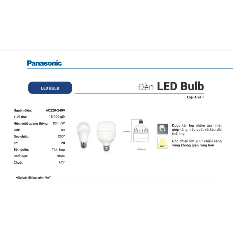 Bóng đèn Panasonic Led trụ T 30W 40W 50W - Chính hãng