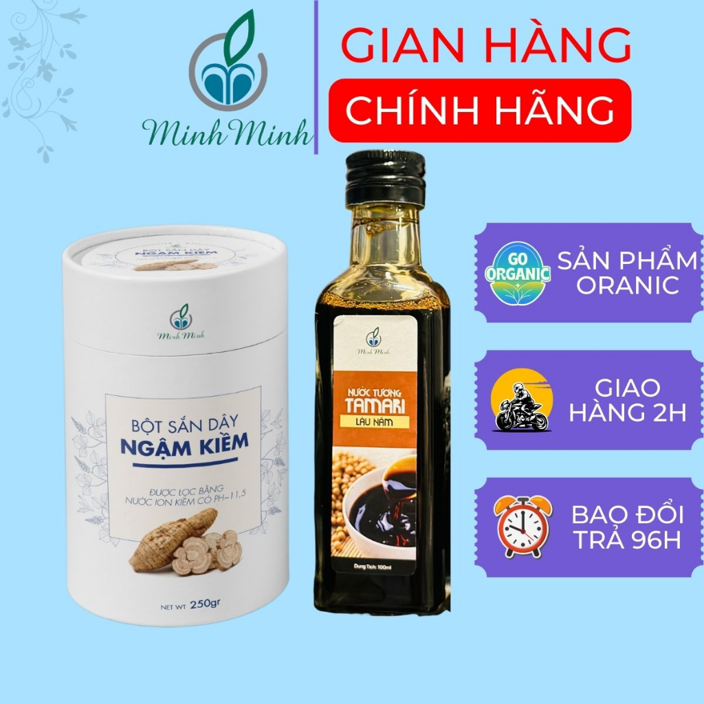 Combo Bột Sắn Dây Ngậm Kiềm Minh Minh 250g Và Nước Tương Tamari Hương Vị Đậm Đà Đặc Sắc