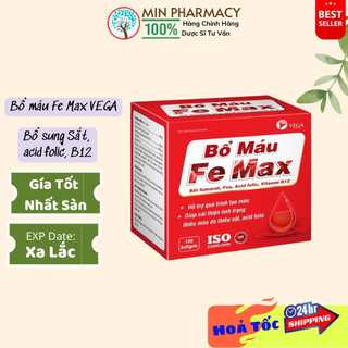 BỔ MÁU FE MAX bổ sung Sắt, Acid folic và Vitamin B12 Hỗ trợ tình trạng thiếu máu, thiếu sắt - Minpharmacy