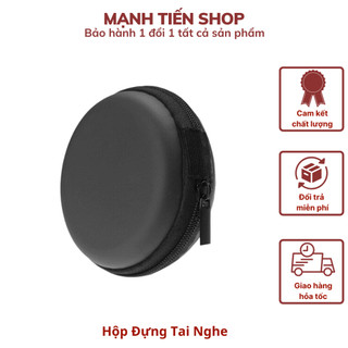  Hộp Đựng Tai Nghe, Củ Sạc, Có Túi Lưới Bên Trong Màu Đen Trơn