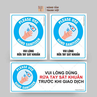 Biển Báo Nhắc Nhở: Rửa tay Sát Khuẩn - Decal Dán Tường, Dán Kính Dễ Dàng.