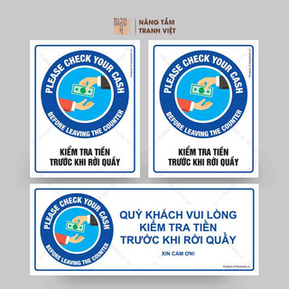 Biển Kiểm Tra Tiền Trước Khi Rời Khỏi Quầy Dành Cho Cửa hàng - Tem Cảnh Báo - Decal Cảnh Báo - Sticker Trang Trí