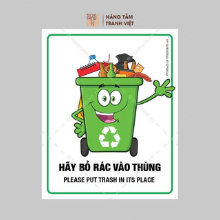 Biển Báo Nhắc Nhở Hãy Bỏ Rác Vào Thùng Rác, No Trash-Decal Dán Tường,Dán Kính,Sticker Trang Trí.