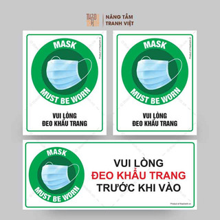 Biển Nhắc Nhở Đeo Khẩu Trang-Decal dán tường, dán kính.