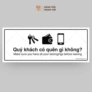 Biển Nhắc Nhở Quên Đồ, Kiểm Tra Đồ - Decal Dán Tường, Dán Kính -Tem Cảnh Báo - Decal Cảnh Báo.