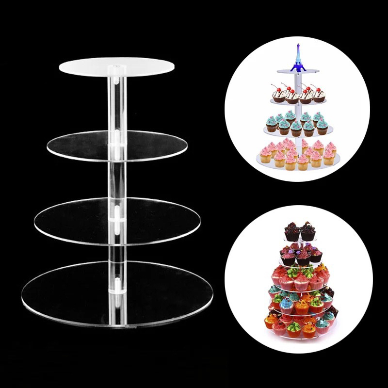 3/4/5 Tầng Acrylic Bánh Cưới, Cốc Bánh, Kệ Trưng Bày Bánh Cupcake, Giá Đỡ Đĩa Sinh Nhật Trang Trí