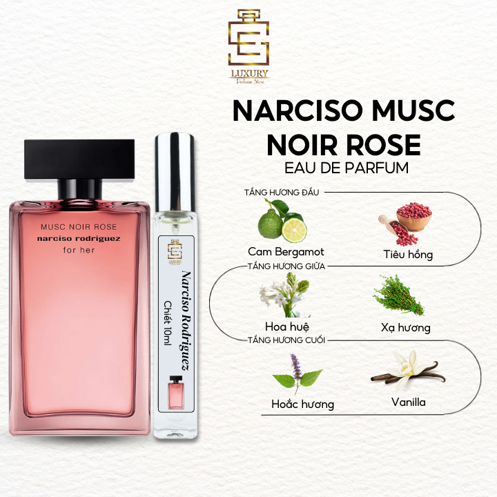 nước hoa chiết nữ Narciso musc noir rose for Her EDP 10ml, nar hồng cam chính hãng Luxury8386
