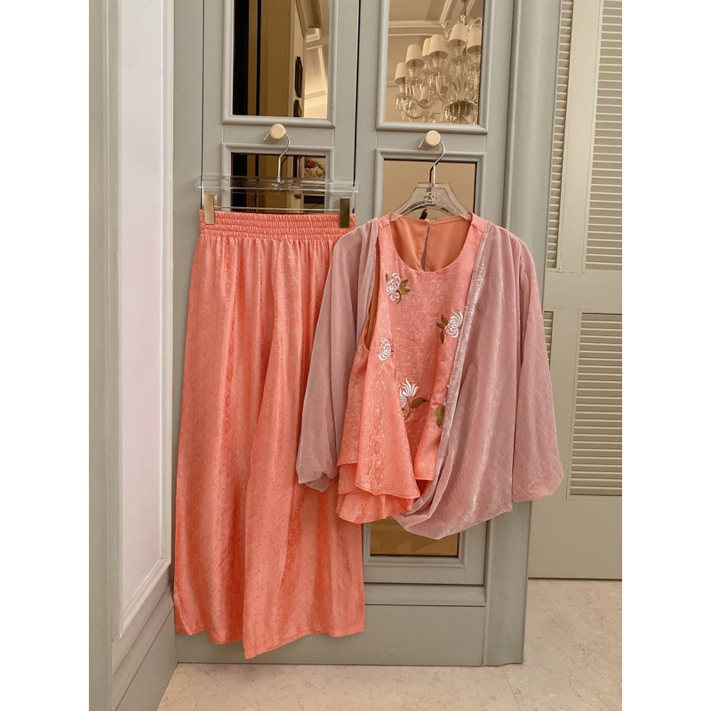 Set bộ gile quần xuông ống rộng