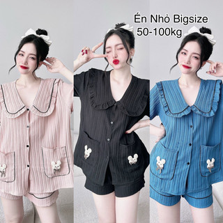 Đồ Bộ Đồ Ngủ Bigsize Pizama Mặc Nhà Đùi Đũi Cao Cấp 2 Túi Tiểu Thư Xinh Đẹp Giá Rẻ Đủ size 50-100kg EnNhoPijamaBigsize