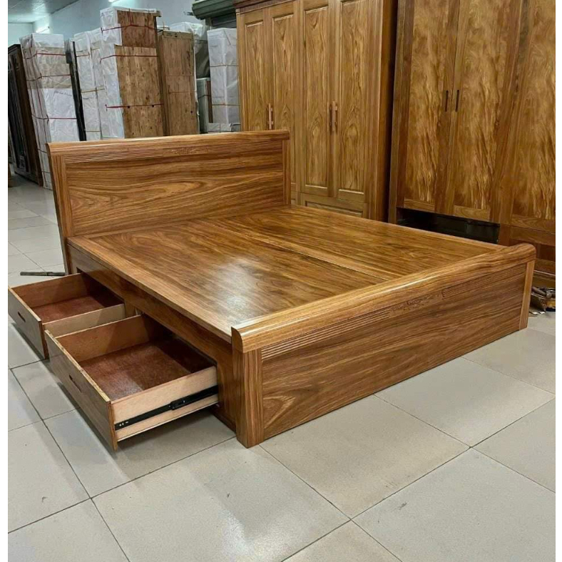 Giường ngủ gỗ hương xám dạt phẳng (phản ) có ngăn kéo (FREESHIP 60 KM )