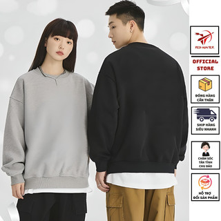 Áo sweater nam nữ RED HUNTER chất vải dệt kim cổ tròn dáng rộng, Áo nỉ nam basic form rộng kiểu dáng unisex mềm mịn