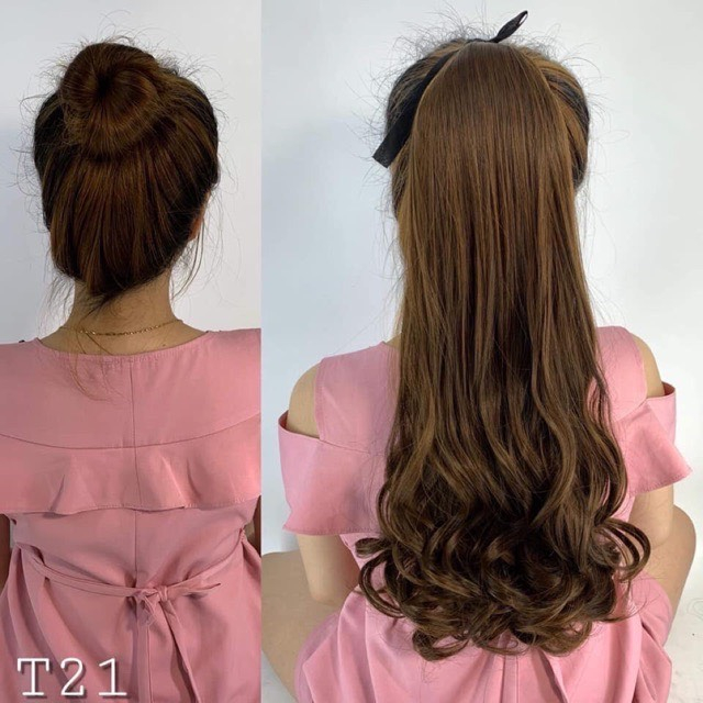 Tóc giả nữ cột buộc xoăn đuôi ngựa dài sợi tơ cao cấp
